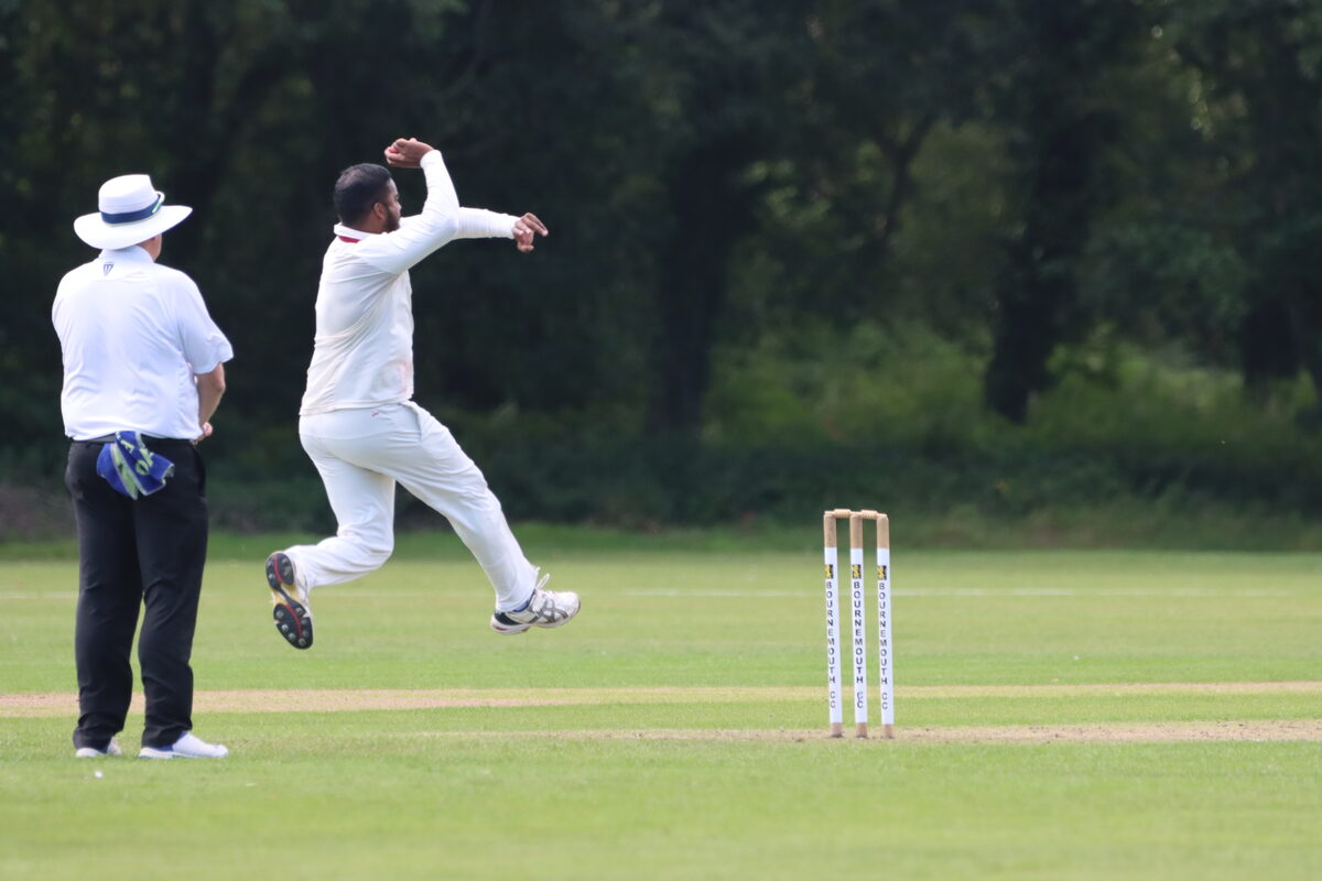 Fast bowler in delivery stride